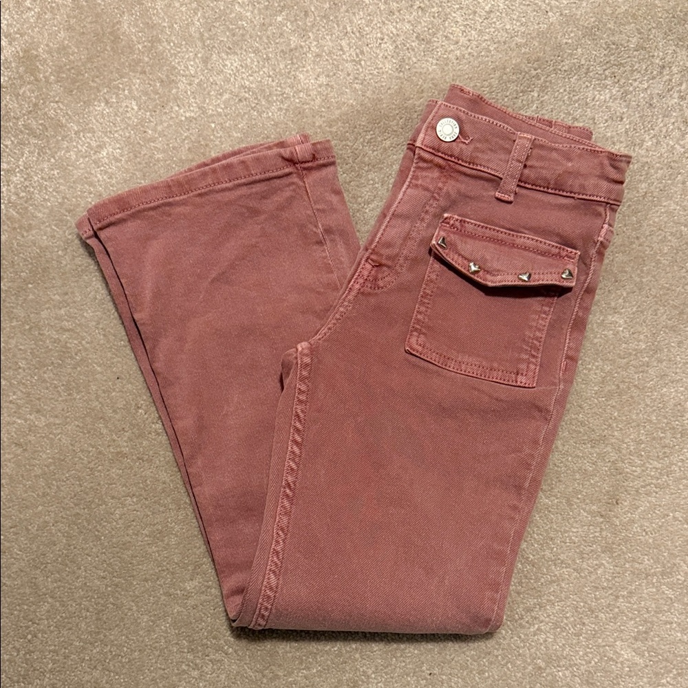 Zara Kids Pink Jeans with Heart Studded Front Pockets